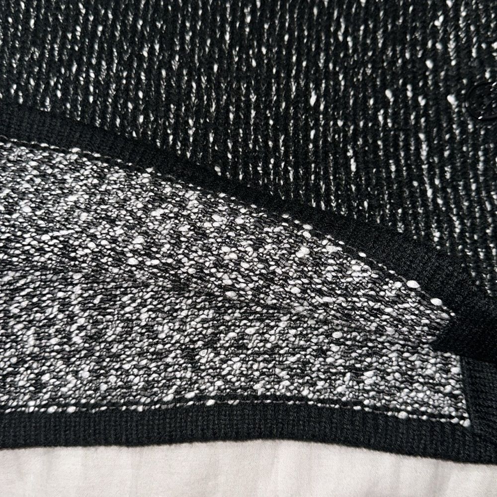 KL XL Two Tone Marbled Black White Boucle Cotton Blend Knit Button Front Jacket - Picture 13 of 15